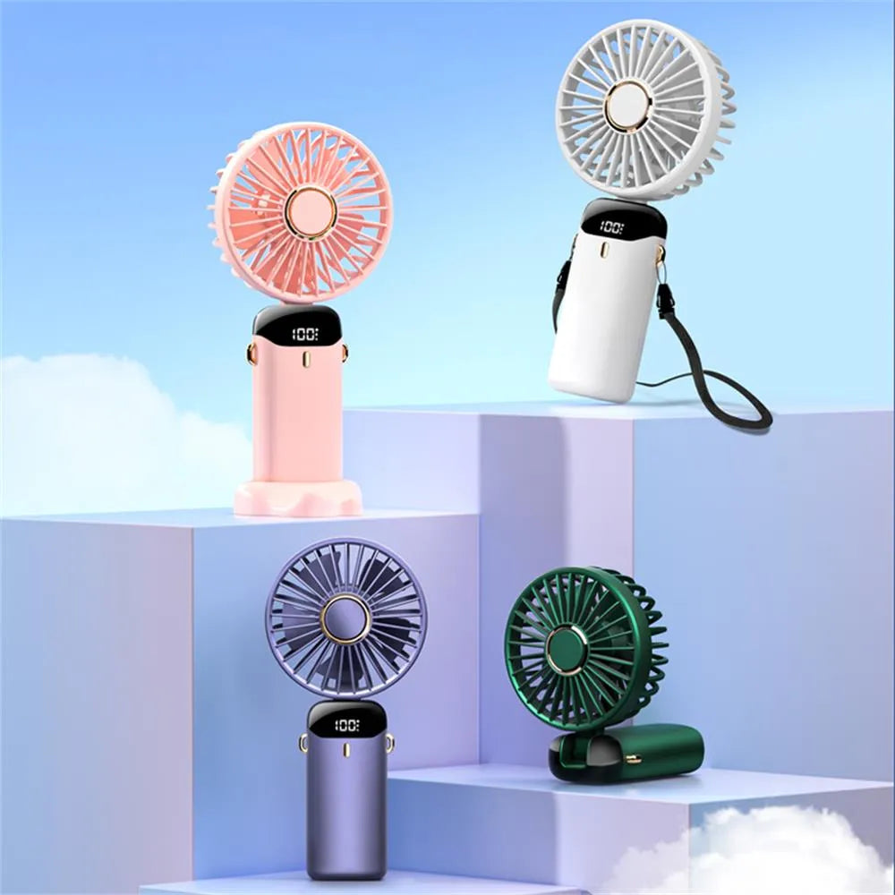 🌬️ Mini Ventilateur Portable LED 3-en-1 - Rechargeable & Pliable